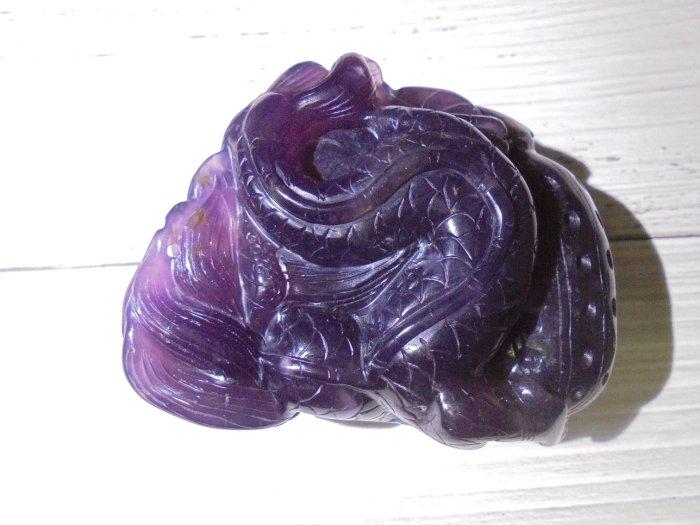 遼寧紫玉 玻璃質 透光料 美石 大件把玩 雕件 雕福龍 生意興隆 象徵 歡迎來觀賞