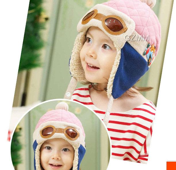 米樂小鋪 韓版兒童飛行護耳帽 男女寶寶都適合 保溫保暖防風 毛帽貝蕾帽帽子小朋友帽子