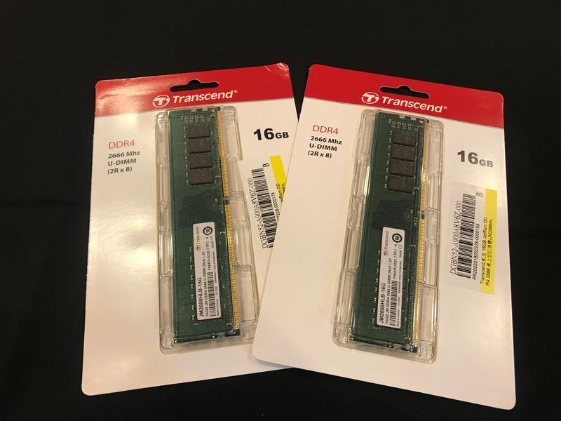創見16GB*2 JetRam DDR4 2666 - 兩支桌上型記憶體-全新未拆