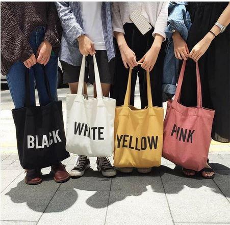 【乙兆】現貨販售中 韓風簡約字母印花大容量帆布包 側背包 肩包