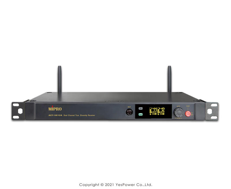＊來電享優惠價＊ACT-5812A MIPRO ISM 5 GHz 1U雙頻道數位接收機/無線麥克風 悅適影音