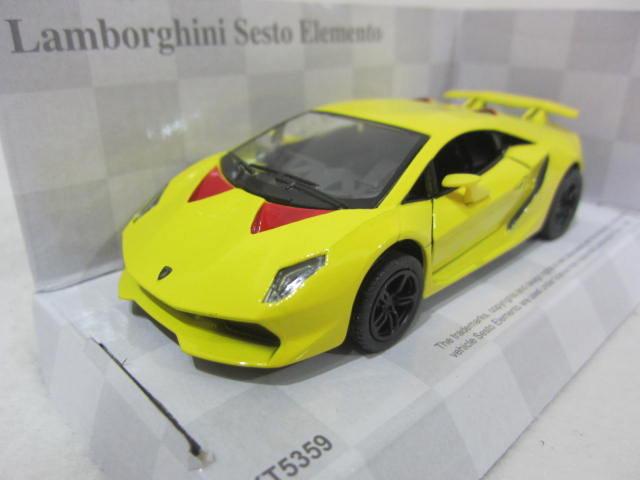 【KENTIM 玩具城】1:32(1/32)全新黃色LAMBORGHINI Sesto Elemento 概念車 第六元素授權合金迴力車(KINSMART) (門可開、可迴力)