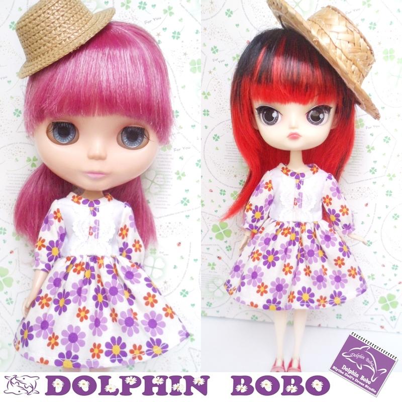 Dolphin Bobo娃衣工作室~紫色小花圖案洋裝