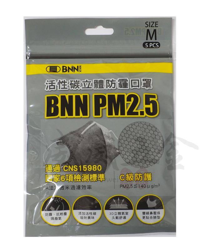 【威威五金】全新 台灣製 BNN x MASK 活性碳立體防霾口罩 防塵口罩 活性碳口罩 工作口罩 PM2.5 每包5片