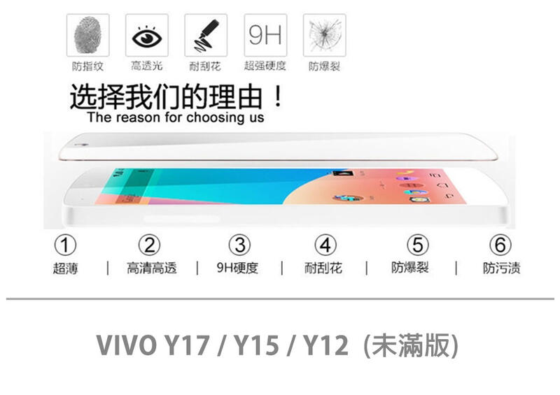 【嚴選外框】 VIVO Y17 通用 Y15 Y12 未滿版 半版 不滿版 非滿版 玻璃貼 鋼化膜 9H 2.5D