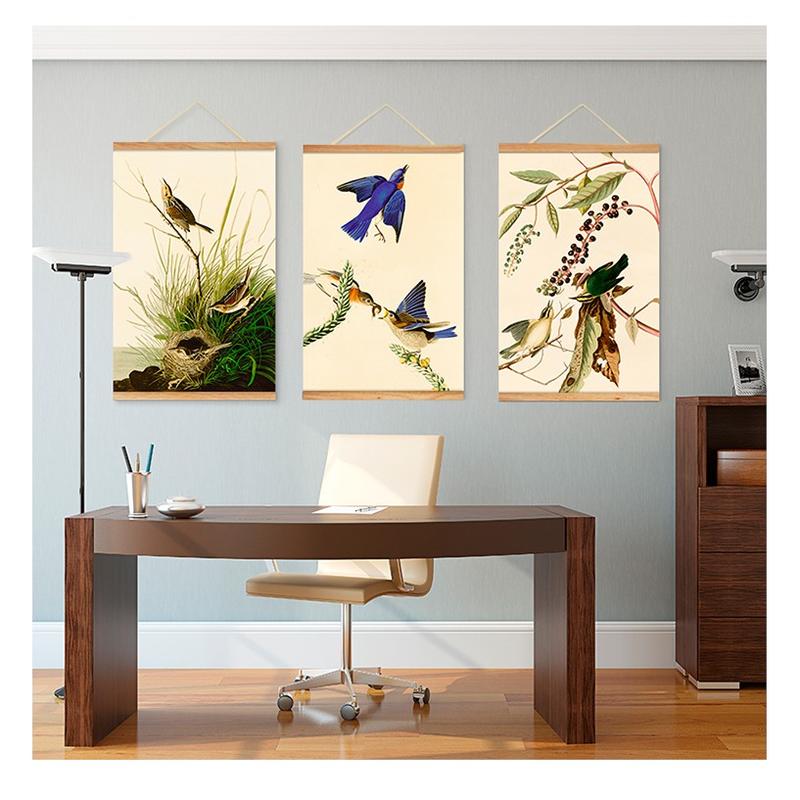 【MakeLifeEasy】現代中式簡約 客廳裝飾畫 實木卷軸畫 臥室田園 花鳥掛畫 沙發背景牆畫