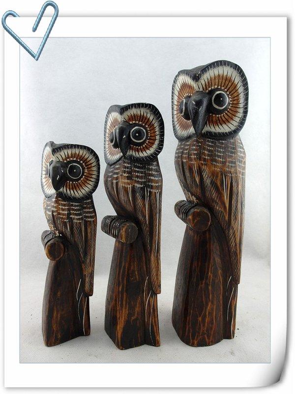 【自然屋精品】 巴里島風木雕 – 貓頭鷹 (一) 小 木雕品 雕刻品 模型 工藝品 天然手工製 擺飾裝飾 藝術品