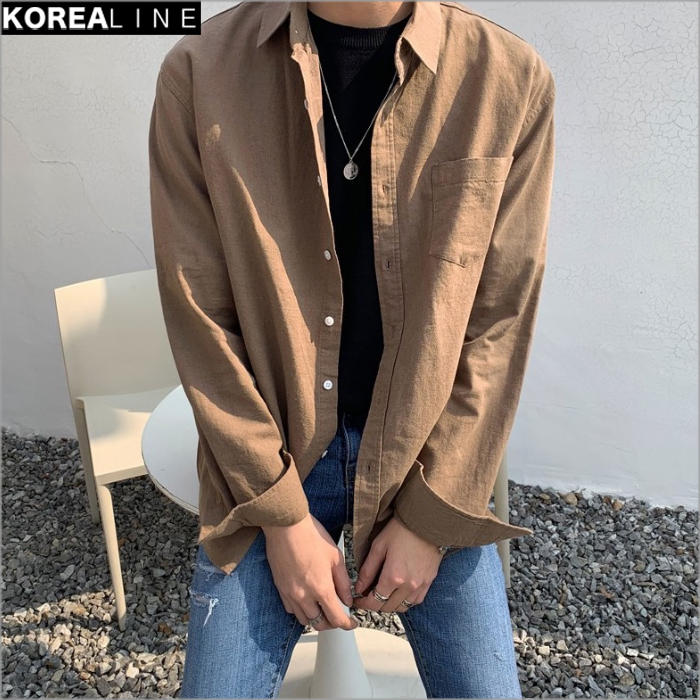 搖滾星球韓國代購 迪爾亞麻混紡口袋襯衫 / 6色 FD1116459