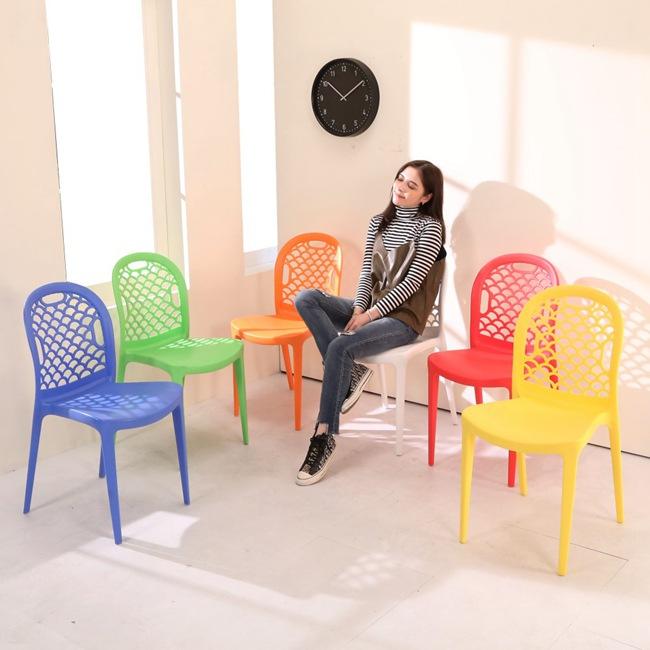 MIT台製《百嘉美》 繽紛貝殼線條餐椅/休閒椅/洽談椅/塑膠餐椅 SC01-1