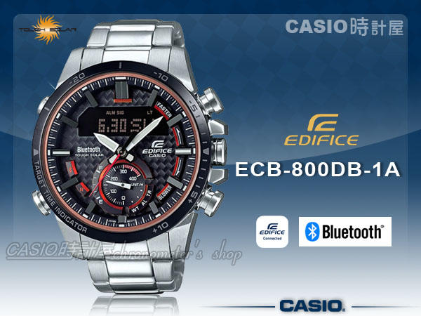 CASIO手錶專賣店 時計屋 EDIFICE ECB-800DB-1A 雙顯智慧型手機連接男錶 ECB-800DB
