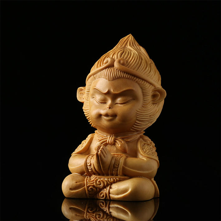 黄楊木実木彫刻、手把置物