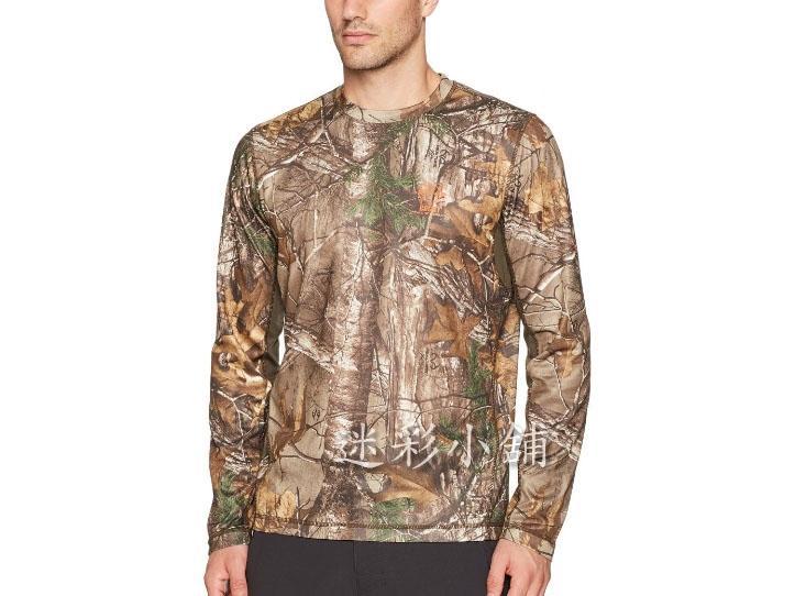 美國狩獵品牌(胸圍106-126cm)枯樹迷彩 偽裝迷彩 防曬透氣圓領長袖T恤
