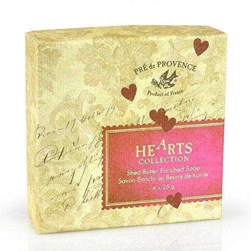 【EUROPEAN SOAPS】法國 pre de provence普羅旺斯天然手工皂 25g*4(心形玫瑰)禮盒
