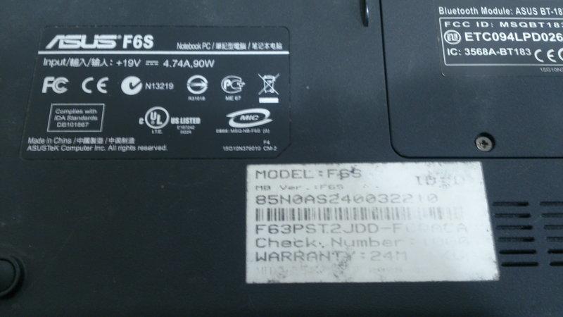 Asus F6S 零件機 需要什麼請發問