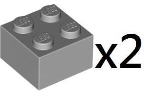 LEGO Light Gray Brick 2x2 樂高淺灰色 基本積木磚塊 2個 4211387