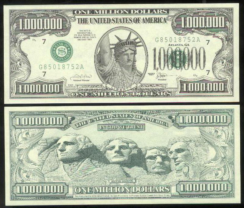 United States（美國銀行卷），BILL，1000000，1996，品相全新UNC