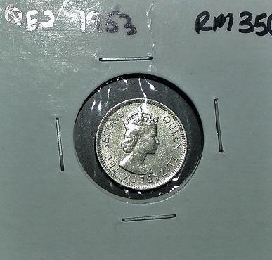 原光 1953 年 伊麗莎白二世 英屬 馬來亞 Malaya 馬來西亞 婆羅洲 5分 cents 古 錢幣