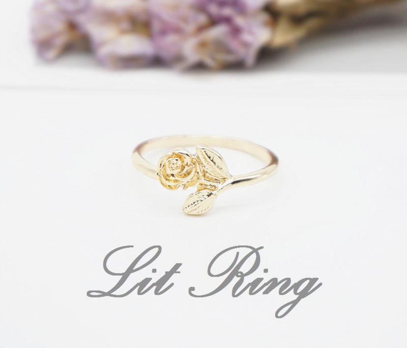 精緻絕美玫瑰花戒指。金色 浪漫 古典 雕刻花紋 小王子的玫瑰 雕花 花朵 戒指 禮物 飾品 首飾【Lit Ring】
