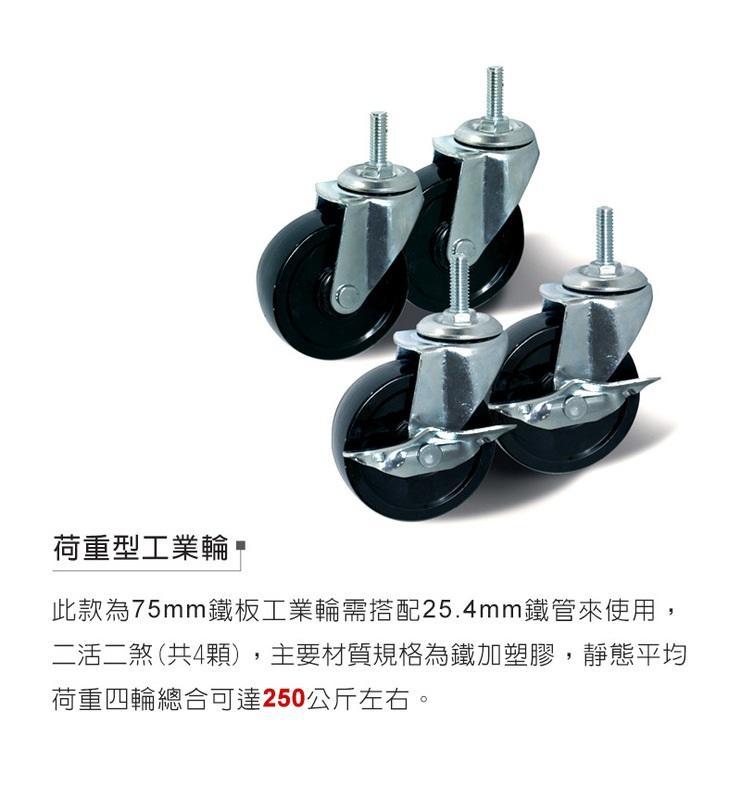 鐵架鹿【YDJ】  25.4mm鐵管用 75mm工業輪組/活動輪/推車輪/鐵板工業輪