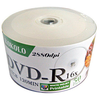 KOKOLO可印式Printable滿版空白DVD-R 4.7GB/120MIN16X(50片)DVD空白片DVD光碟片