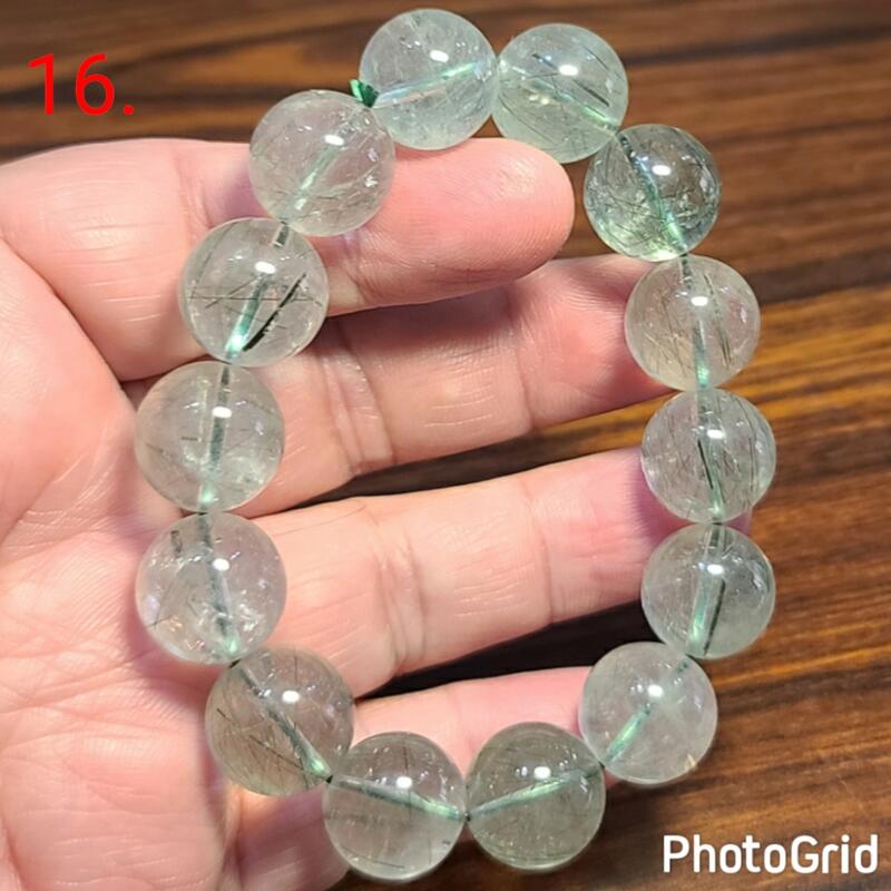 綠髮晶 發晶 手鍊 手環 手珠 14mm+ 天然 ❤水晶玉石特賣#C374-6