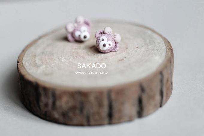 925純銀耳環-阪堂SAKADO-軟陶+純銀系列--東京海洋迪士尼游園必備攻略---Duffy達菲熊-B(也有耳夾款)