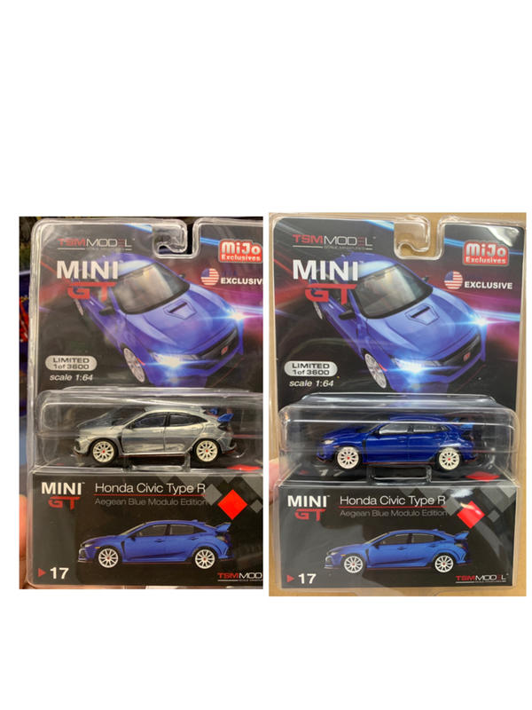 =天星王號=Mini GT 美國吊卡版 1/64 Honda Civic Type R 金屬藍 #17