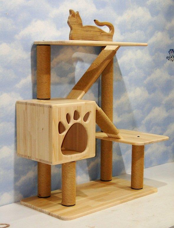 阿慢工作室 貓傢俬【純手作貓跳台、貓樹天然原木製作G-008】怕高、懶惰、年長的貓這組非常適用