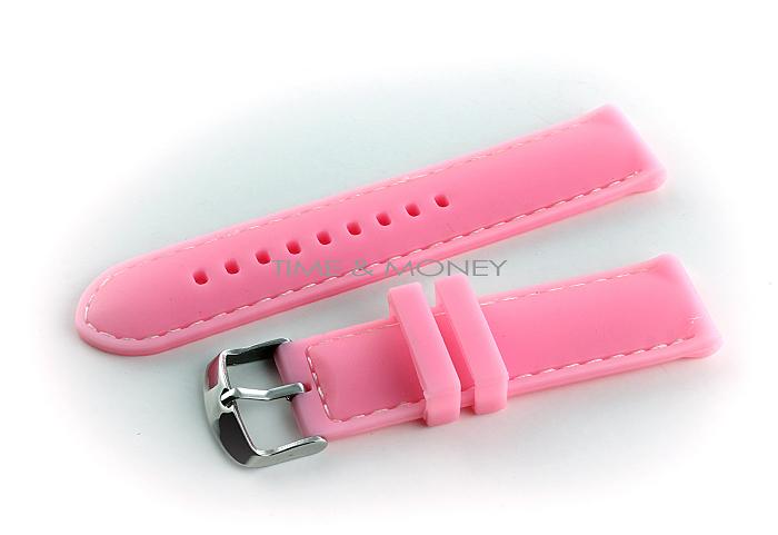 ◎湯姆瑪莉◎鐘錶維修工具/粉紅色車縫線矽膠錶帶/22mm(11325)