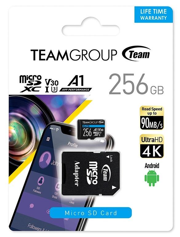 Team 十銓 256GB 90MB/s microSDXC ELITE A1 U3 V30 記憶卡