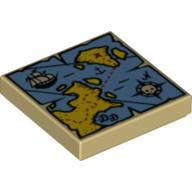【積木樂園】樂高 LEGO 3068 6100077 Tile 2x2 with Map 米色 海盜印刷地圖