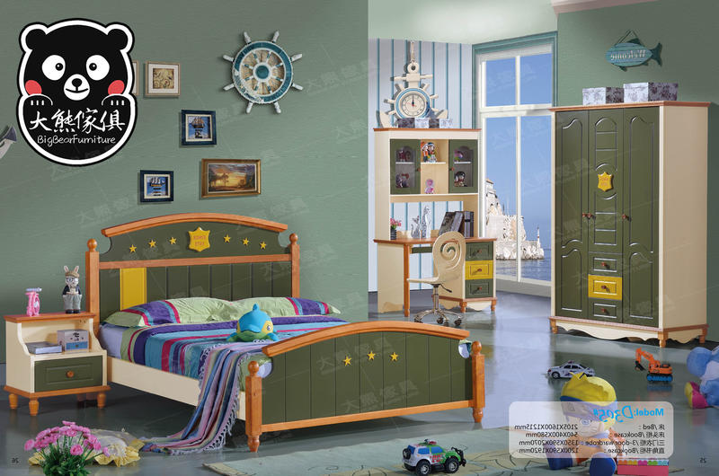 【大熊傢俱】HEH 305 兒童床 四尺床 青年床 青少年床組 兒童床組 男孩床 書桌 衣櫃 書椅 床頭櫃