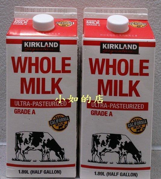 【小如的店】COSTCO好市多代購~Kirkland 科克蘭 全脂鮮乳/鮮奶(1.89L*2瓶) 855679