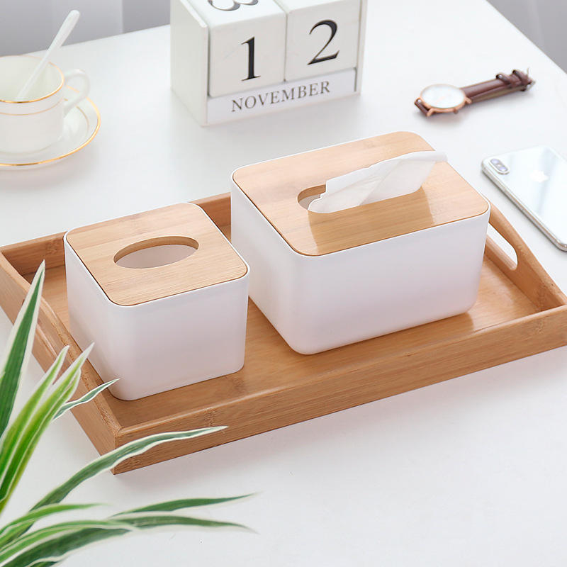 簡約 正方形 橡木蓋面紙盒 桌面收納 衛生紙盒 極簡 收納 置物 居家【RS915】