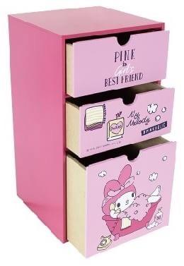 正版授權 三麗鷗 MY MELODY 美樂蒂 粉紅直式三抽盒 收納盒 置物盒 抽屜盒 橫式盒 三抽盒