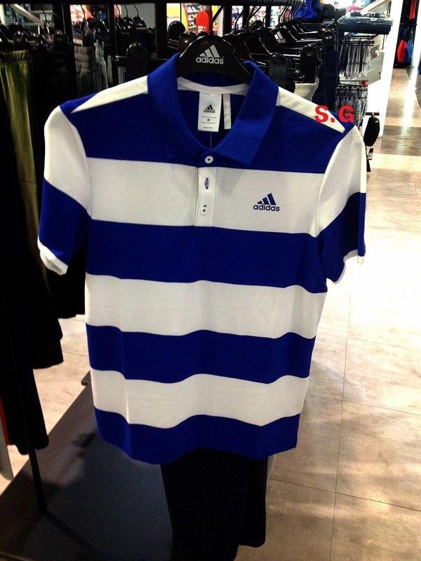 S.G Adidas YD POLO TH ST 男 短袖 藍白 條紋 POLO衫 891449
