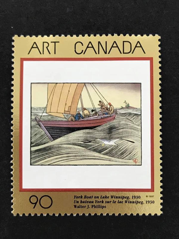 1997 #加拿大 #藝術傑作系列沃爾特·約瑟夫·菲利普斯的作品「溫尼伯湖上的約克船」的木刻版畫套票1全35