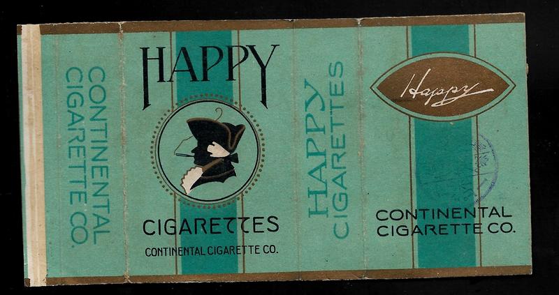 ＜光復初期//日本煙盒商標>HAPPY//蓋：圓形『專賣局證票』藍戳（0421-）