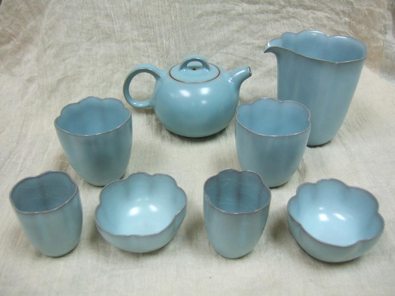 陶瓷名家《蘇保在》老款青瓷壺具組(共八件)