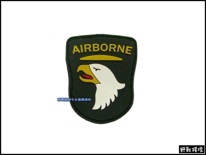 【野戰搖滾-生存遊戲部屋】PVC塑料臂章、肩章- 101空降師 老鷹圖樣 (綠色)