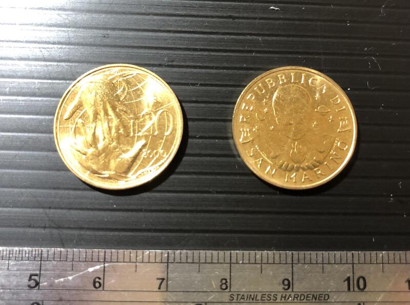 【超值硬幣】聖馬利諾 2000年 20LIRE 里拉 紀念幣一枚，絕版少見~