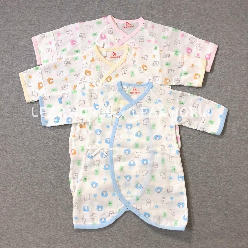 儷兒世界 50045純棉無尾熊紗布蝴蝶衣 連身衣 和尚衣 紗布衣 反摺袖 綁帶 嬰兒紗布衣-台灣布料 台灣製造