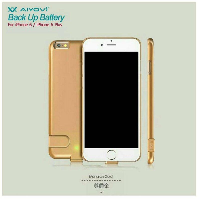 【仔仔通訊】AIYOVi iPhone6 /6 plus /6+超輕薄背蓋式隱形電源 手機殼行動電源 4.7吋 金色