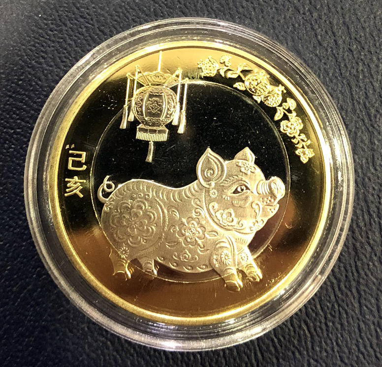 全新2019年中國人民共和國（中國大陸）豬年生肖10元雙色紀念幣