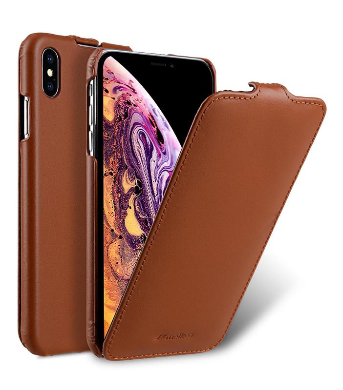 Melkco 2免運 真皮皮套 蘋果 iPhone Xs X 5.8吋 下翻 平紋 棕色 手機套 手機殼 保護套 保護殼