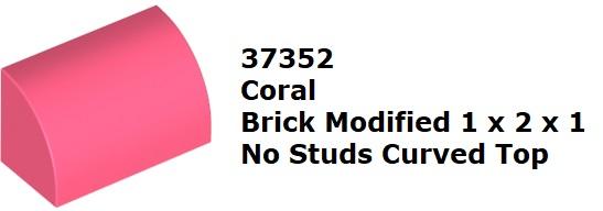 【磚樂】LEGO 樂高 37352 6261293 1x2x1 No Studs Curved Top 珊瑚橘 曲面磚
