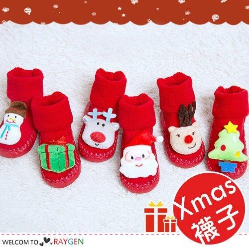 八號倉庫【2F194G743】聖誕樹雪人立體造型聖誕襪 寶寶襪 地板鞋