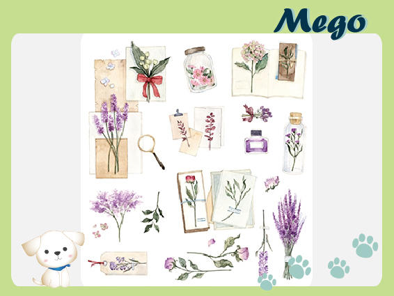 Ｍego 貼紙 四季之詩-花間序曲 和紙貼紙 花草木植物 復古 手帳