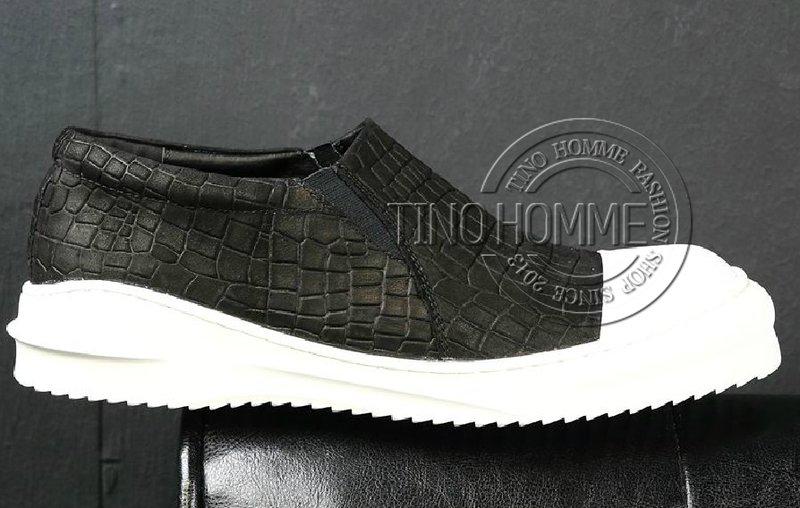 《TINO HOMME》2015秋冬新款不規則剪裁歐美大牌JULIUS*HOMME鱷魚皮紋套腳鞋休閒鞋