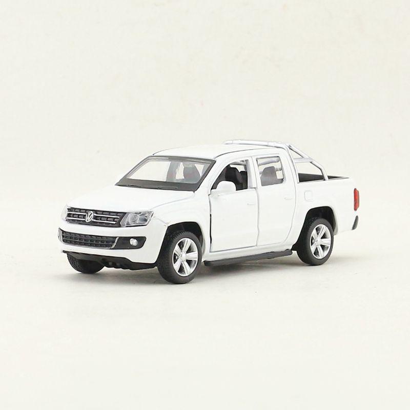 彩珀合金汽車模型1:46 大眾 Amarok 皮卡 兒童玩具 迴力開門口袋車 白